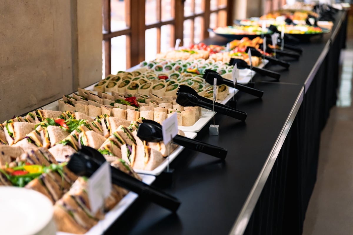 Professional catering assortment with gourmet presentation