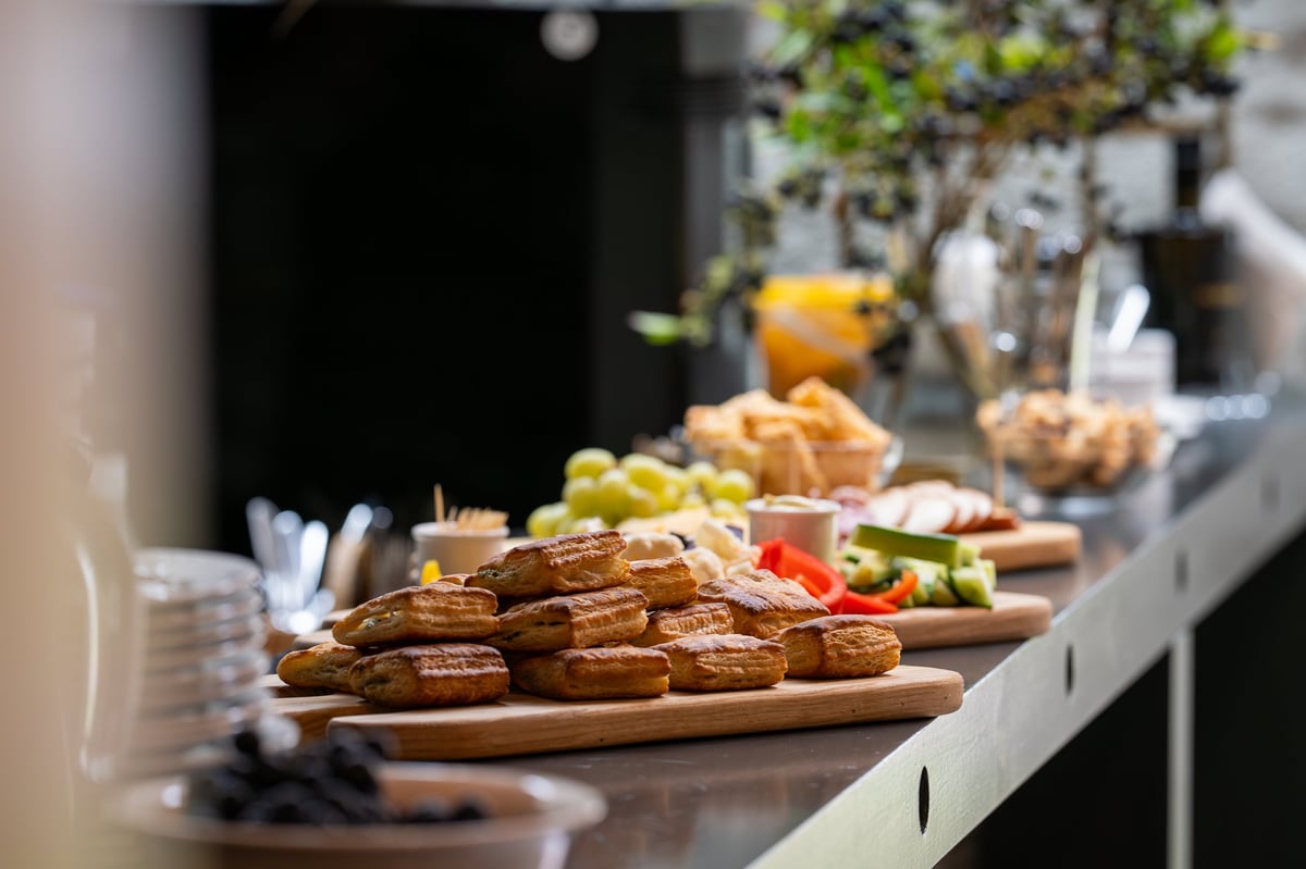 Pastry and dessert catering buffet at a business event