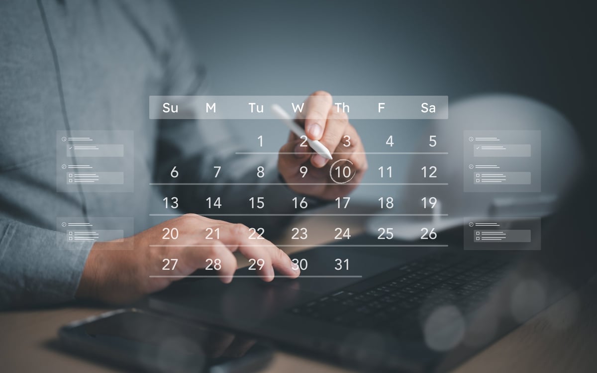 Calendar and time management concept for event planning